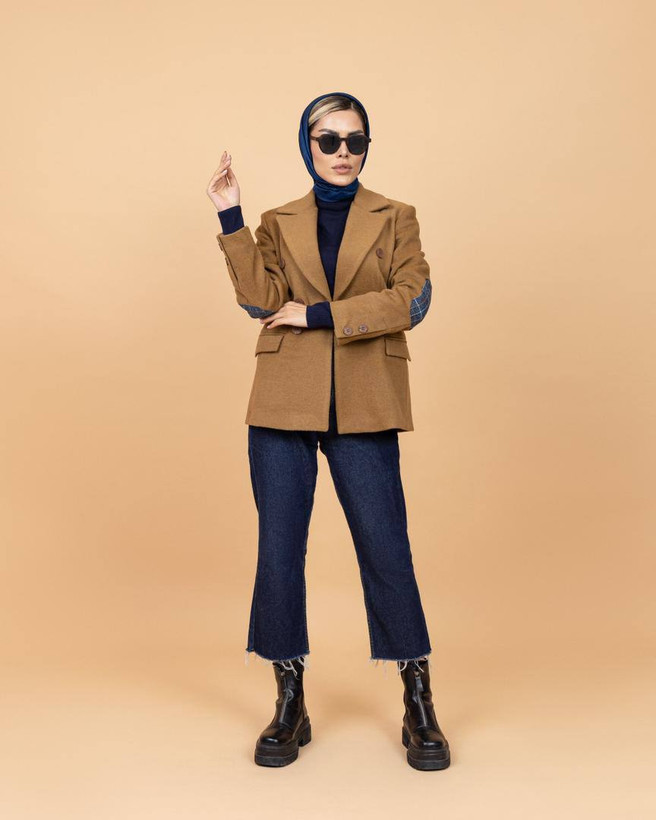 پالتو قهوه ای فوتر کشمیر مناسب استایل پاییزه