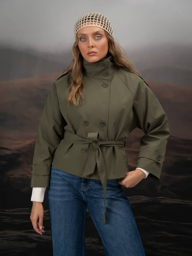 بارانی کتان کجراه زنانه کد 70119 در سه رنگ