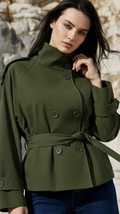 خرید عمده بارانی شیک پاییزی کرم و سبز